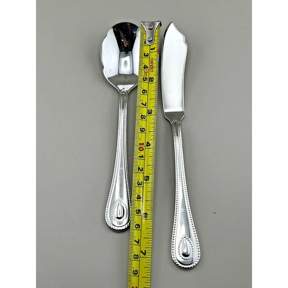 LENOX French Perle 2pc Set Sugar Spoon Butter Spreader 18/10 Stainless Flatware